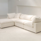 Canapé d'angle modulaire 4 pièces Movie Night™, grand modèle, lin crème