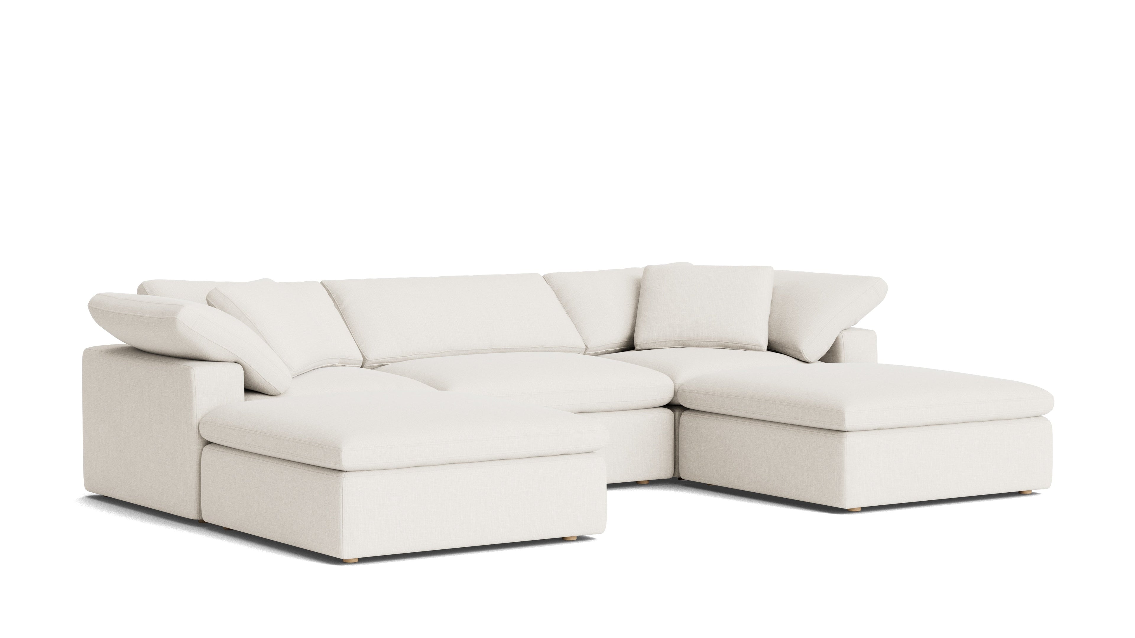 Canapé d'angle modulaire en U 5 pièces Movie Night™, grand modèle, lin crème