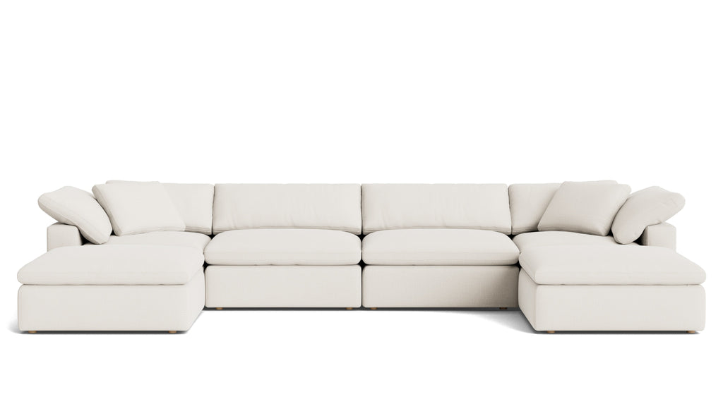 Canapé d'angle modulaire en forme de U 6 pièces Movie Night™, grand modèle, lin crème