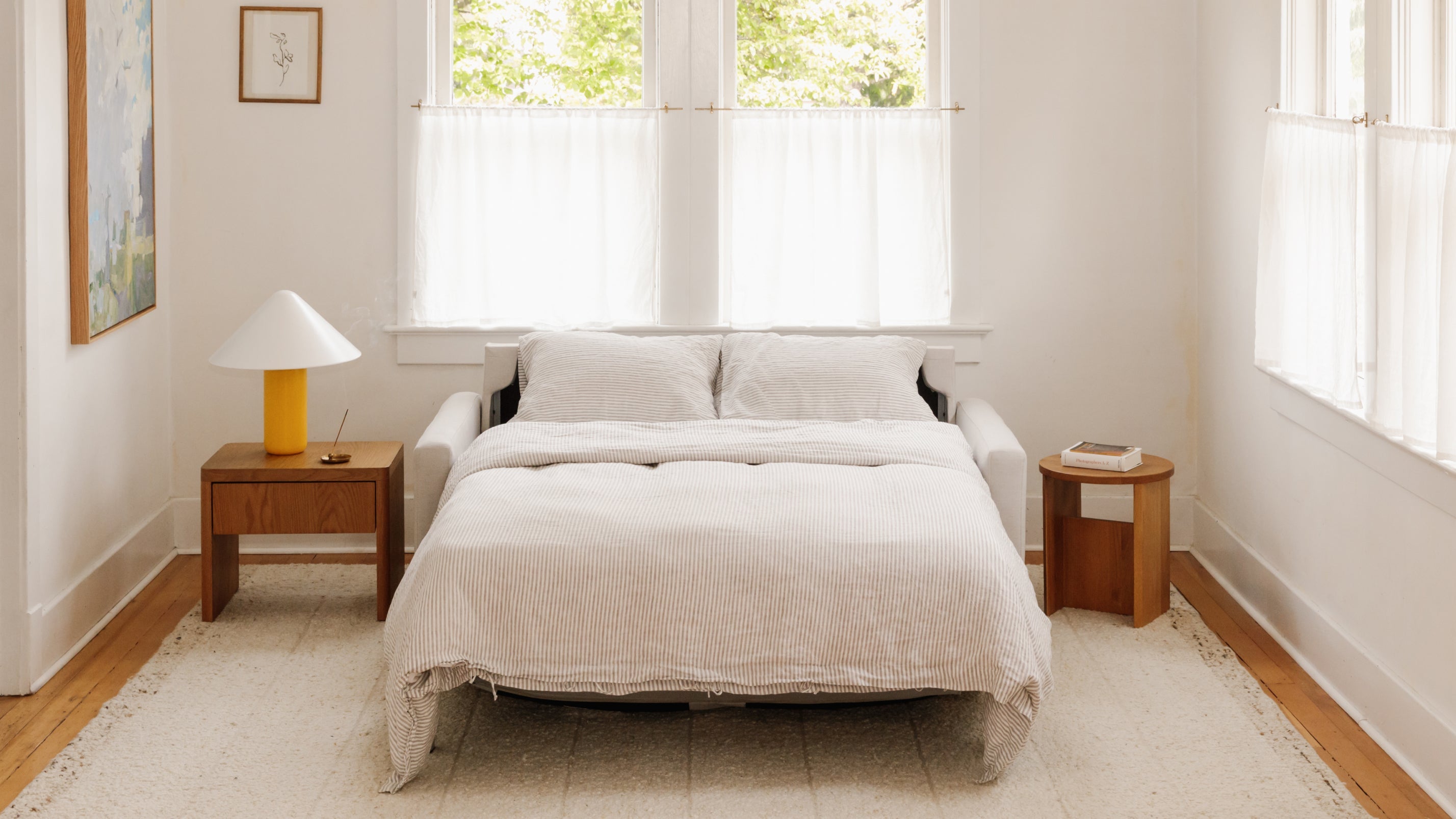 Canapé-lit pour une nuitée, grand, couleur argile