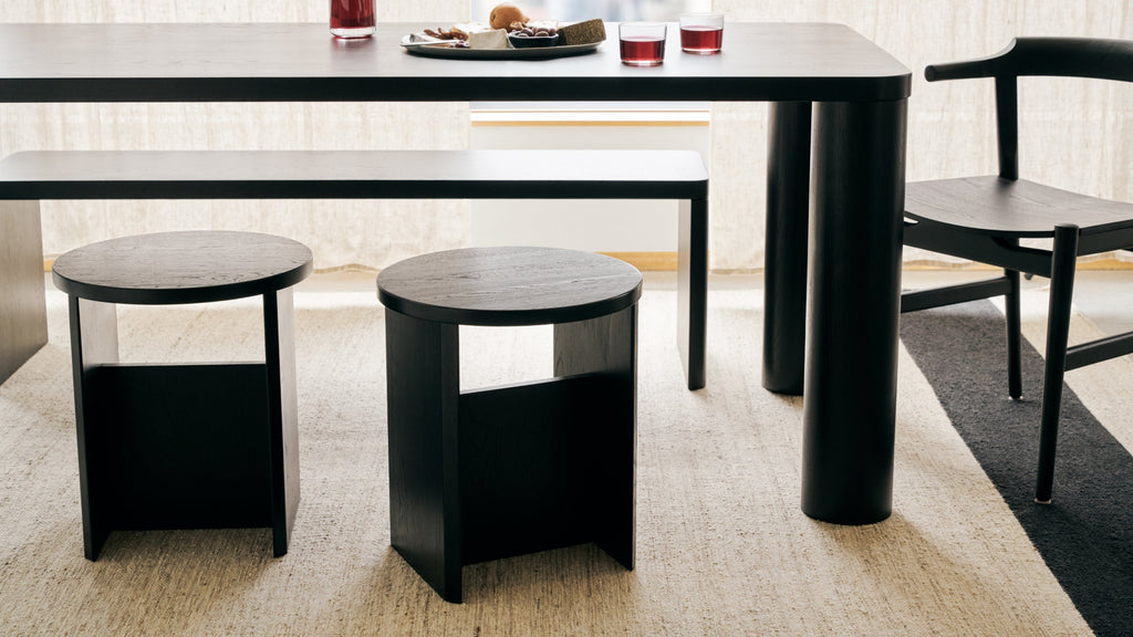 Tabouret de campagne, chêne noir