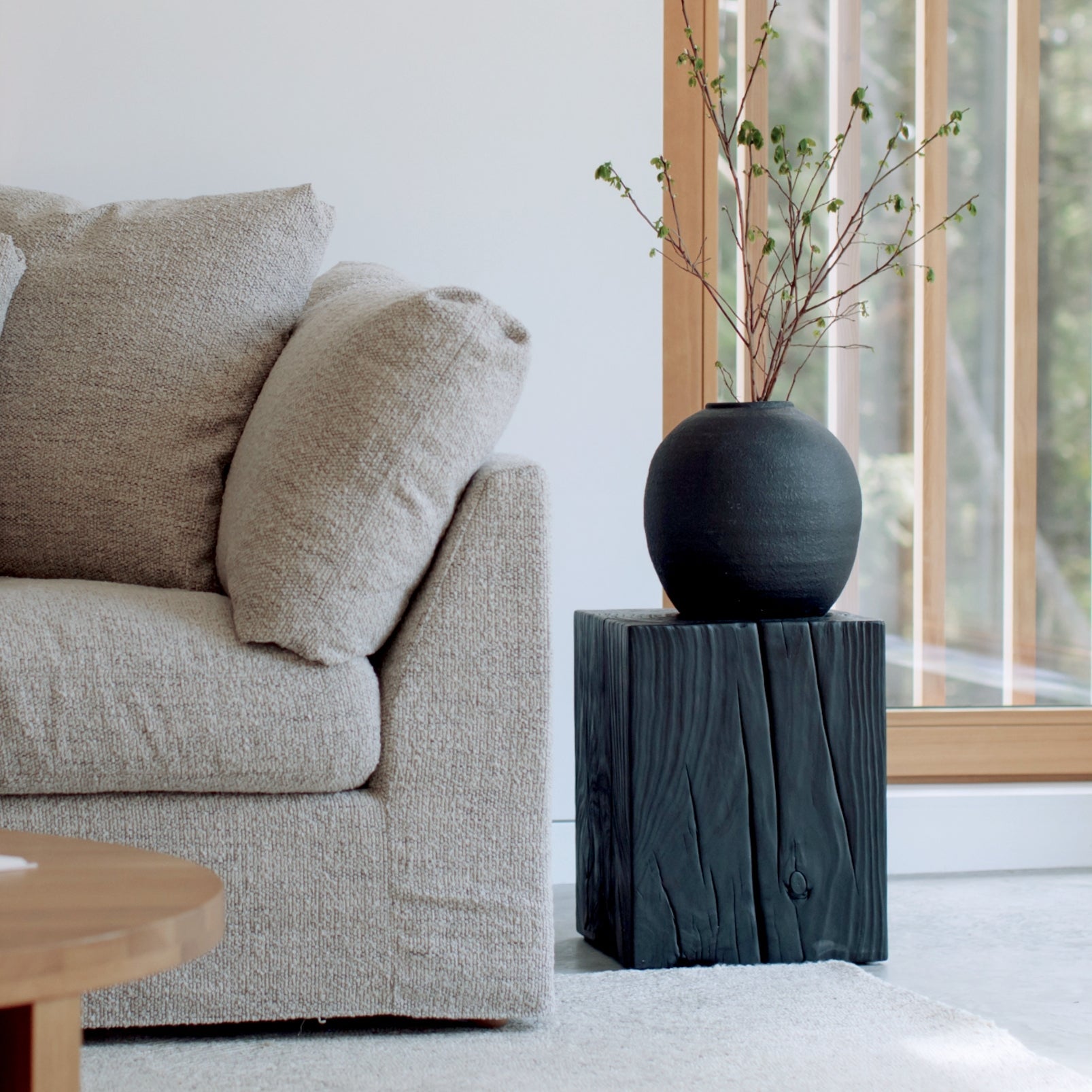 Tabouret d'Amalfi, pin brûlé