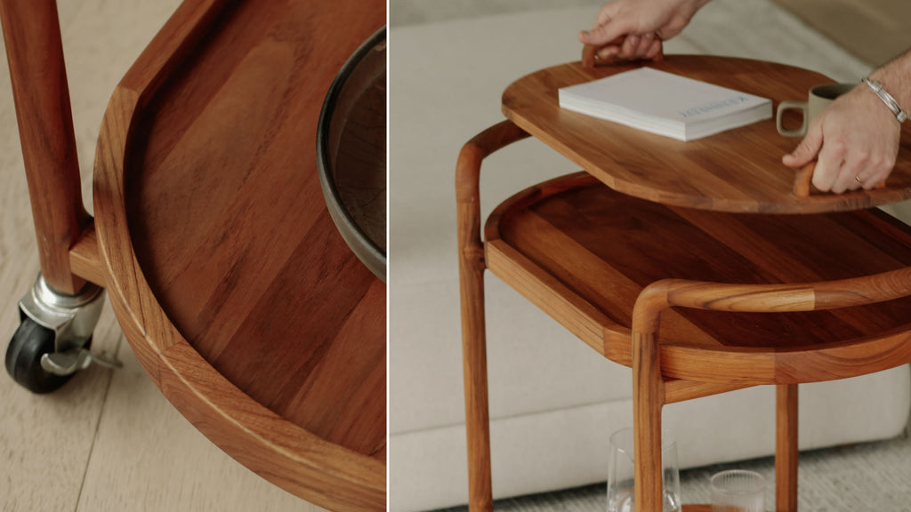 Chariot de bar Stir It Up, en teck