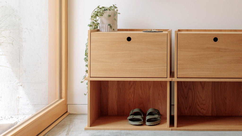 Système de rangement empilable Keep Stacking, ouvert, noyer