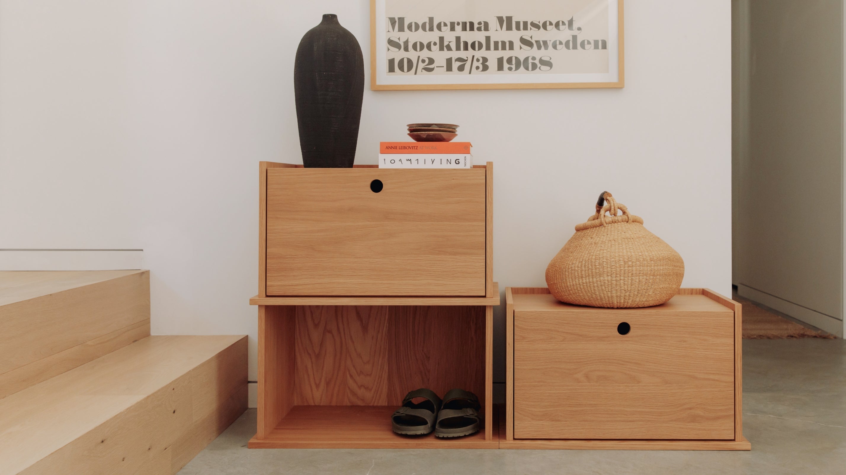 Système de rangement empilable Keep Stacking 2 pièces, fermé, chêne blanc