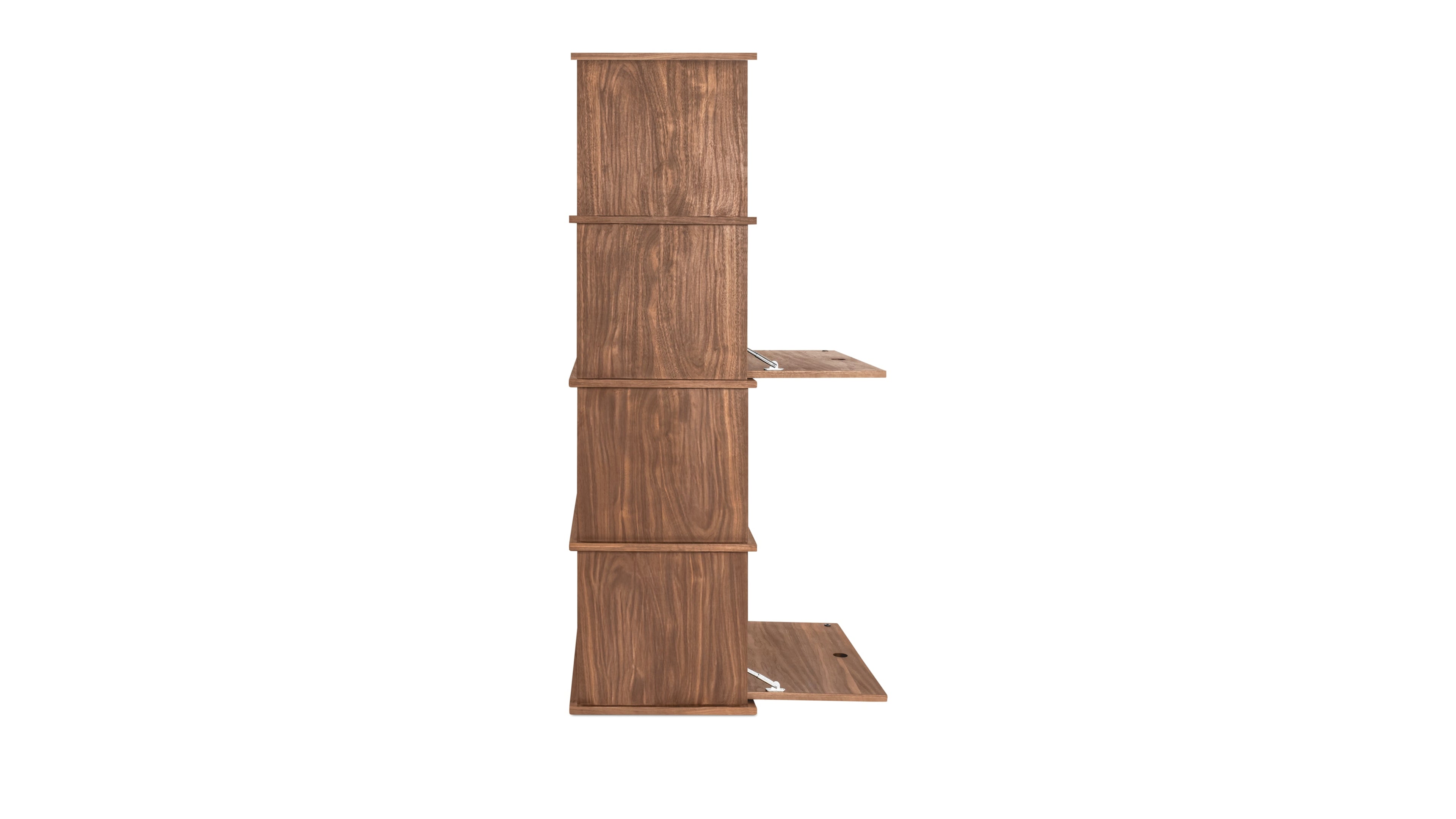 Système de rangement empilable Keep Stacking 4 pièces, haut, ouvert et fermé, noyer