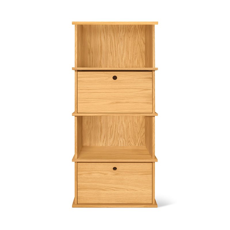 Système de rangement empilable Keep Stacking 4 pièces, haut, ouvert et fermé, chêne blanc