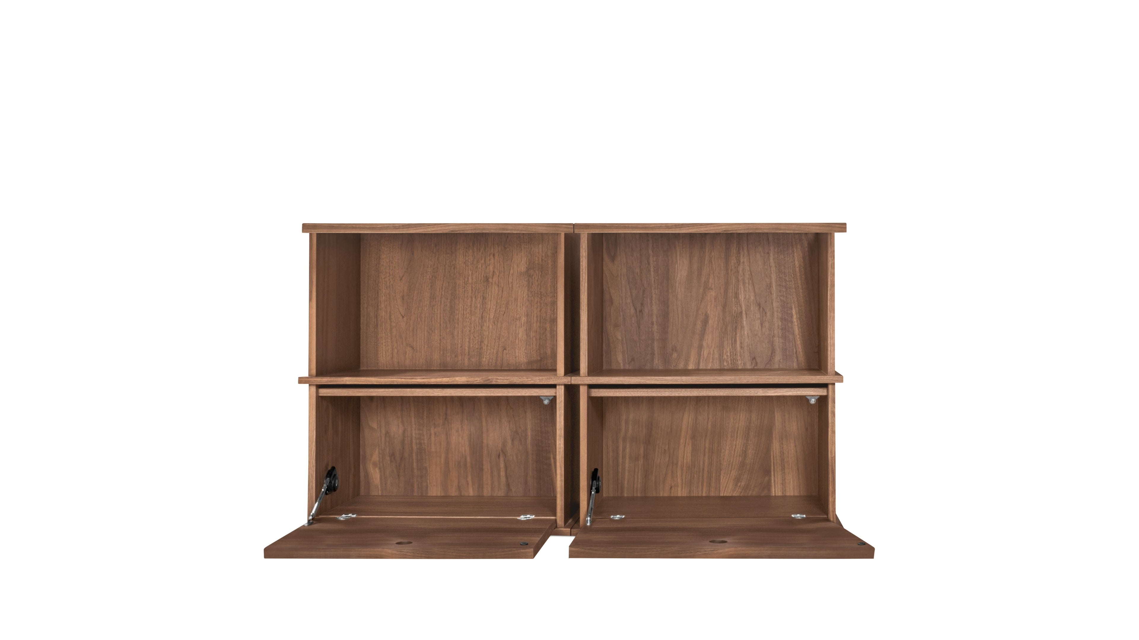 Système de rangement empilable Keep Stacking 4 pièces, ouvert et fermé, noyer