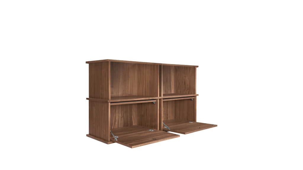 Système de rangement empilable Keep Stacking 4 pièces, ouvert et fermé, noyer