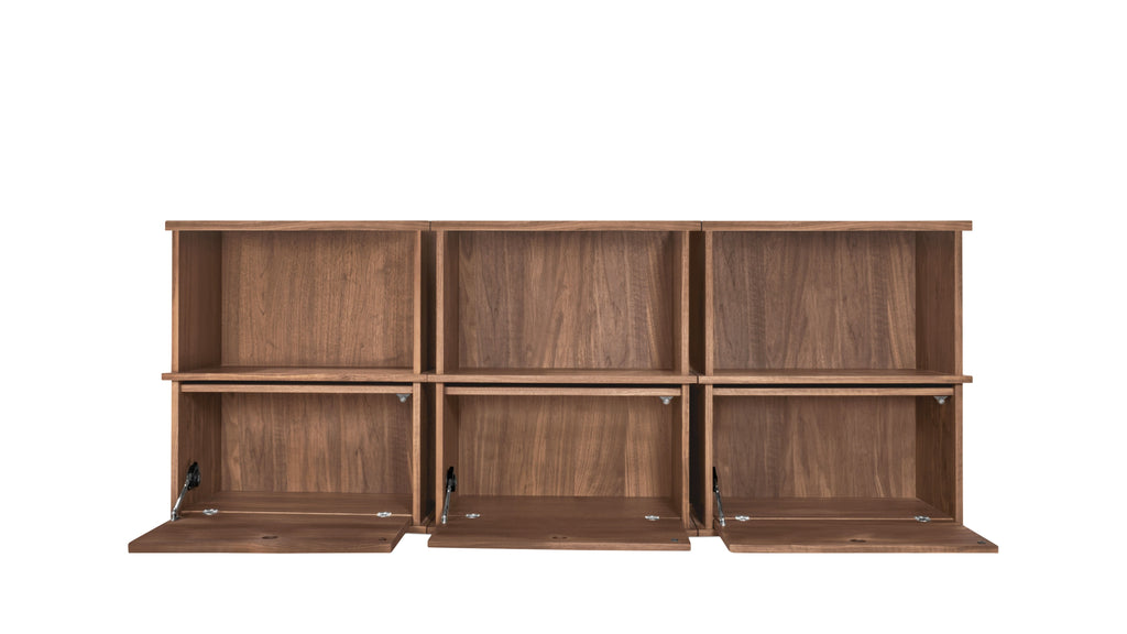 Système de rangement empilable Keep Stacking 6 pièces, ouvert et fermé, noyer