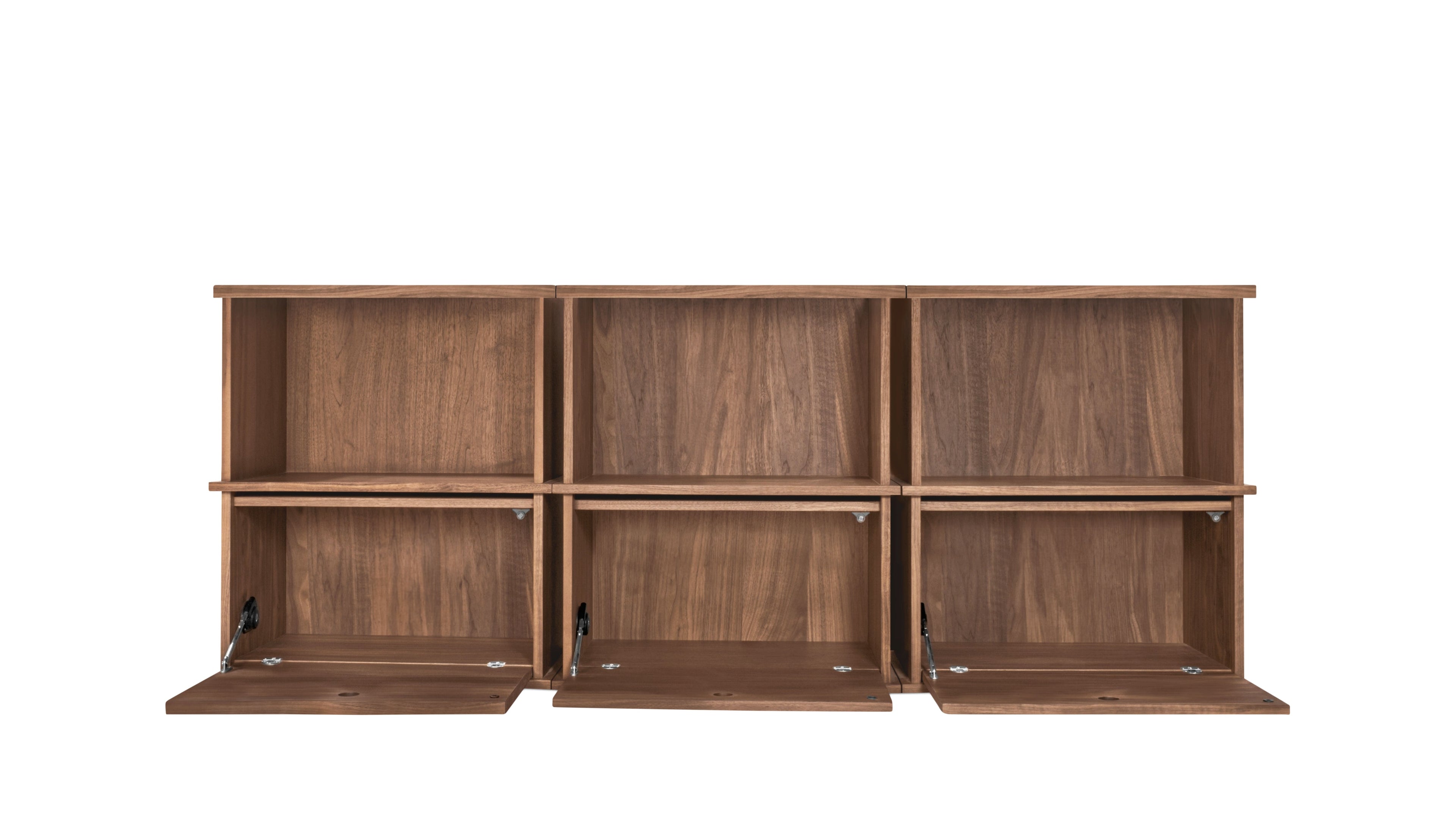 Système de rangement empilable Keep Stacking 6 pièces, ouvert et fermé, noyer