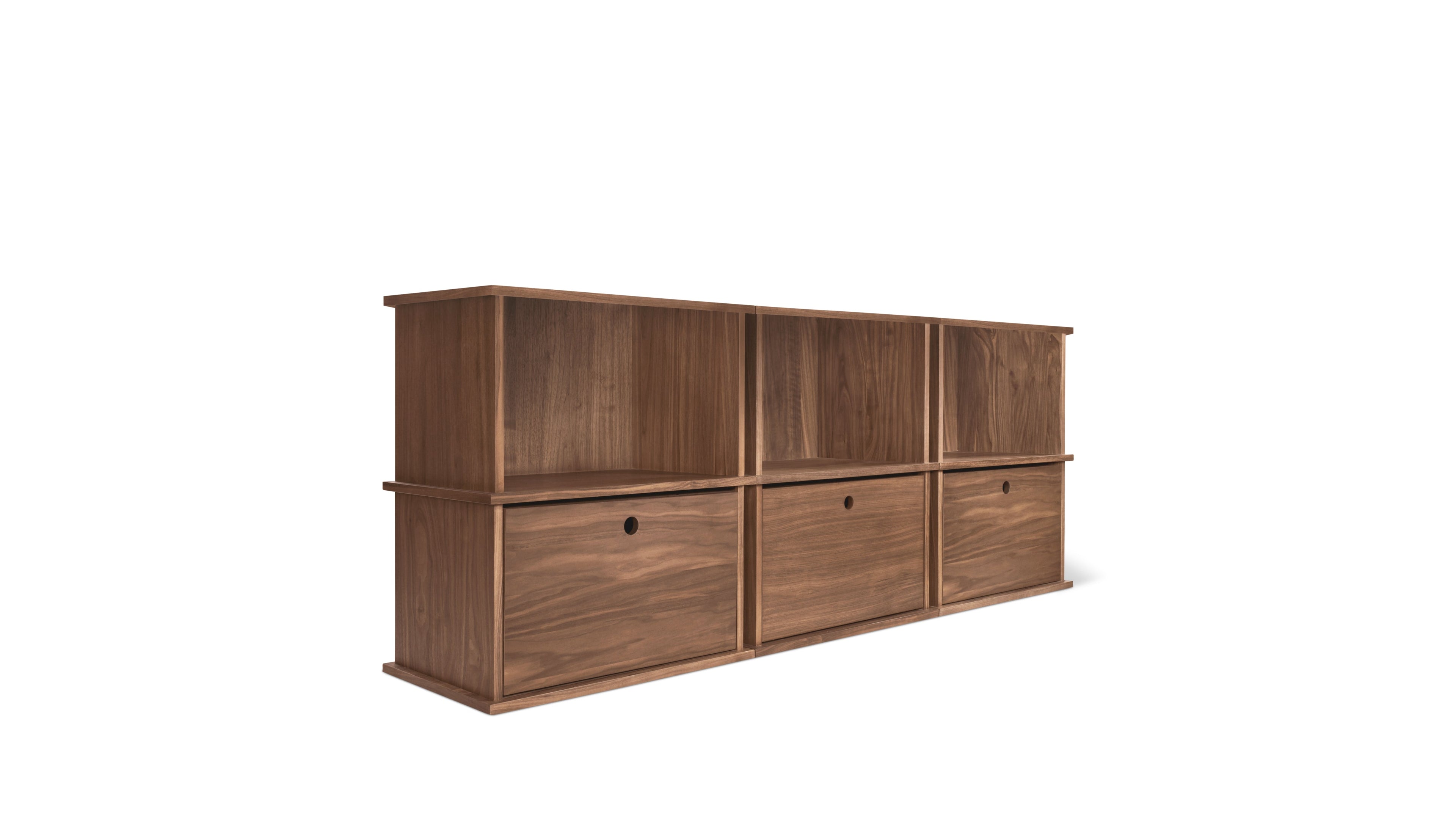 Système de rangement empilable Keep Stacking 6 pièces, ouvert et fermé, noyer