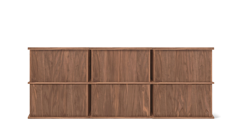 Système de rangement empilable Keep Stacking 6 pièces, ouvert et fermé, noyer