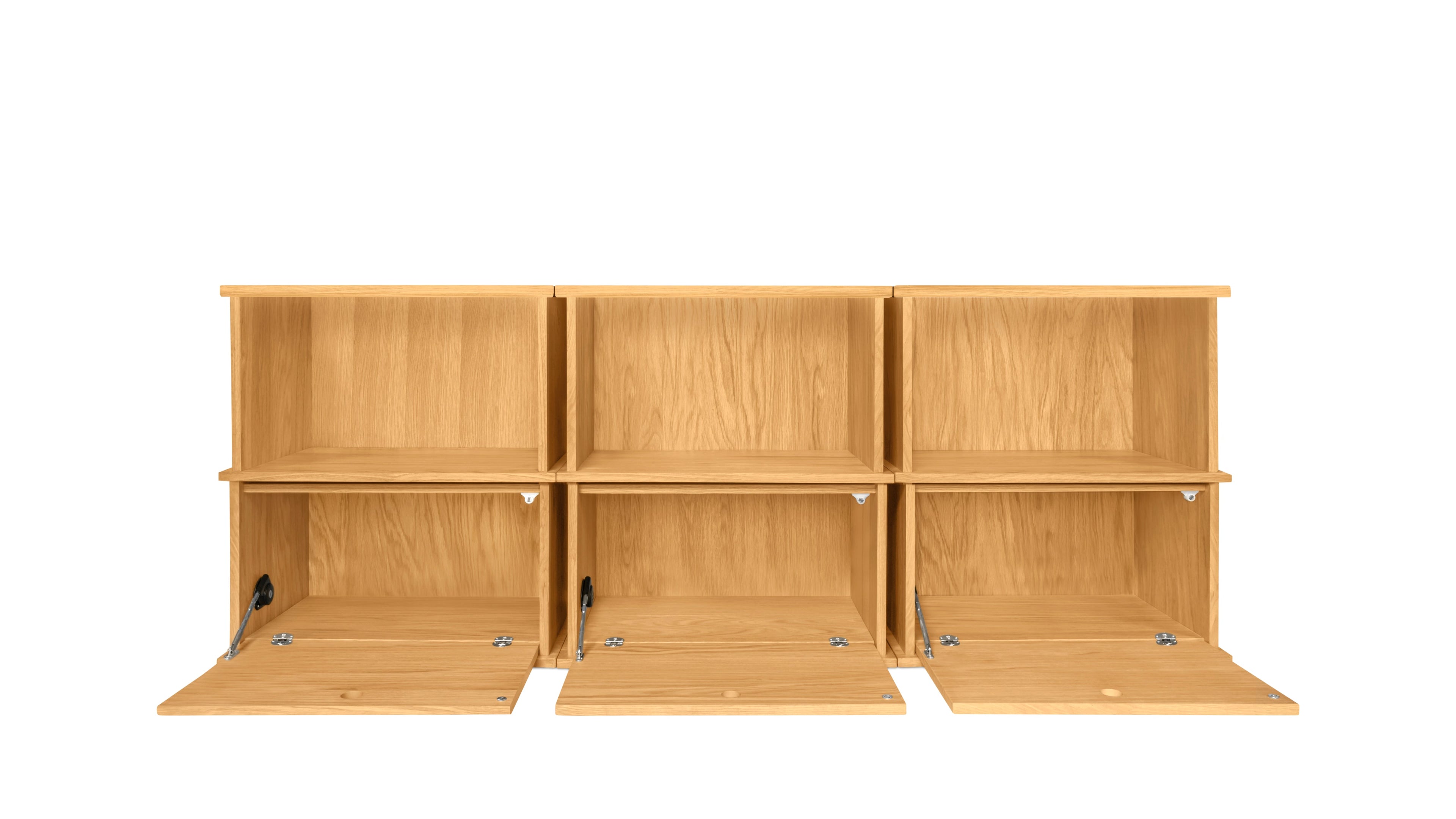 Système de rangement empilable Keep Stacking 6 pièces, ouvert et fermé, chêne blanc