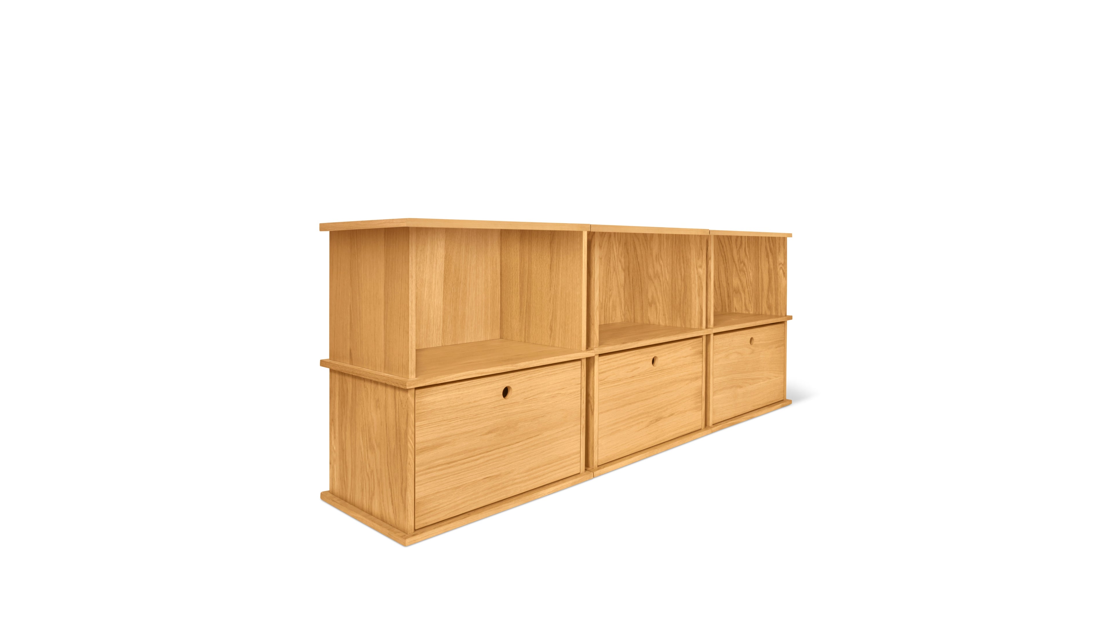 Système de rangement empilable Keep Stacking 6 pièces, ouvert et fermé, chêne blanc