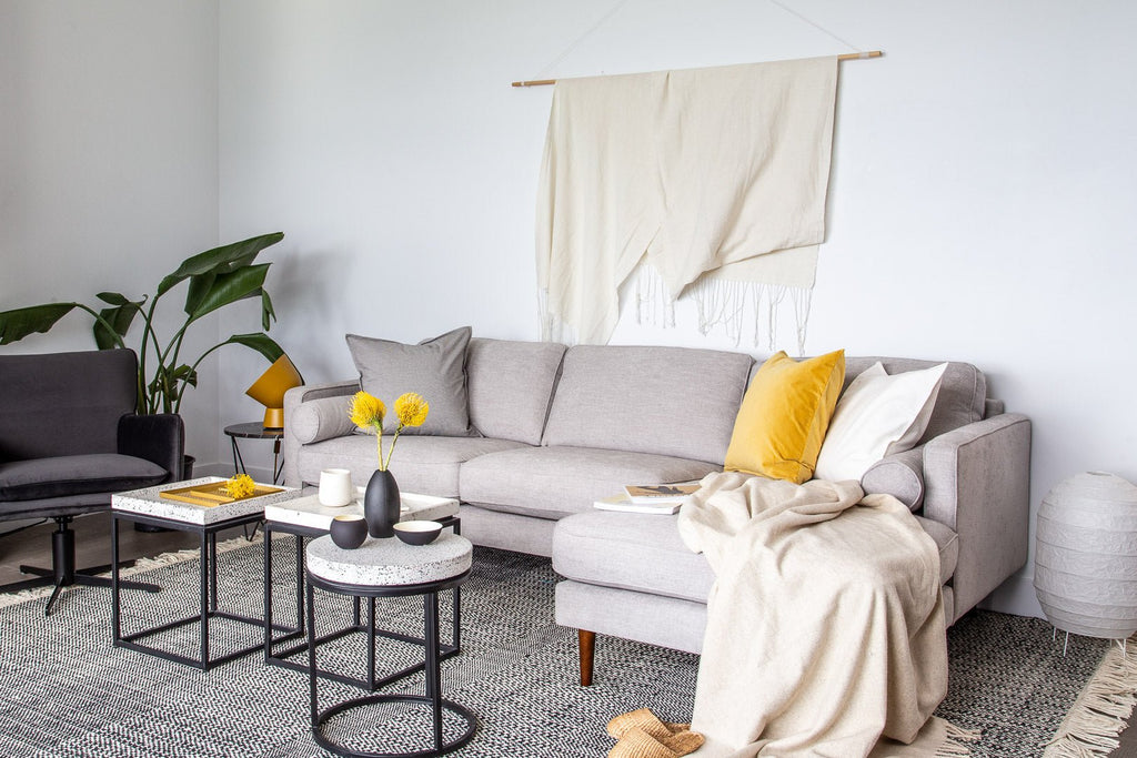 Tapis bord de mer, 244 x 305 cm, couleur poivre et poivre